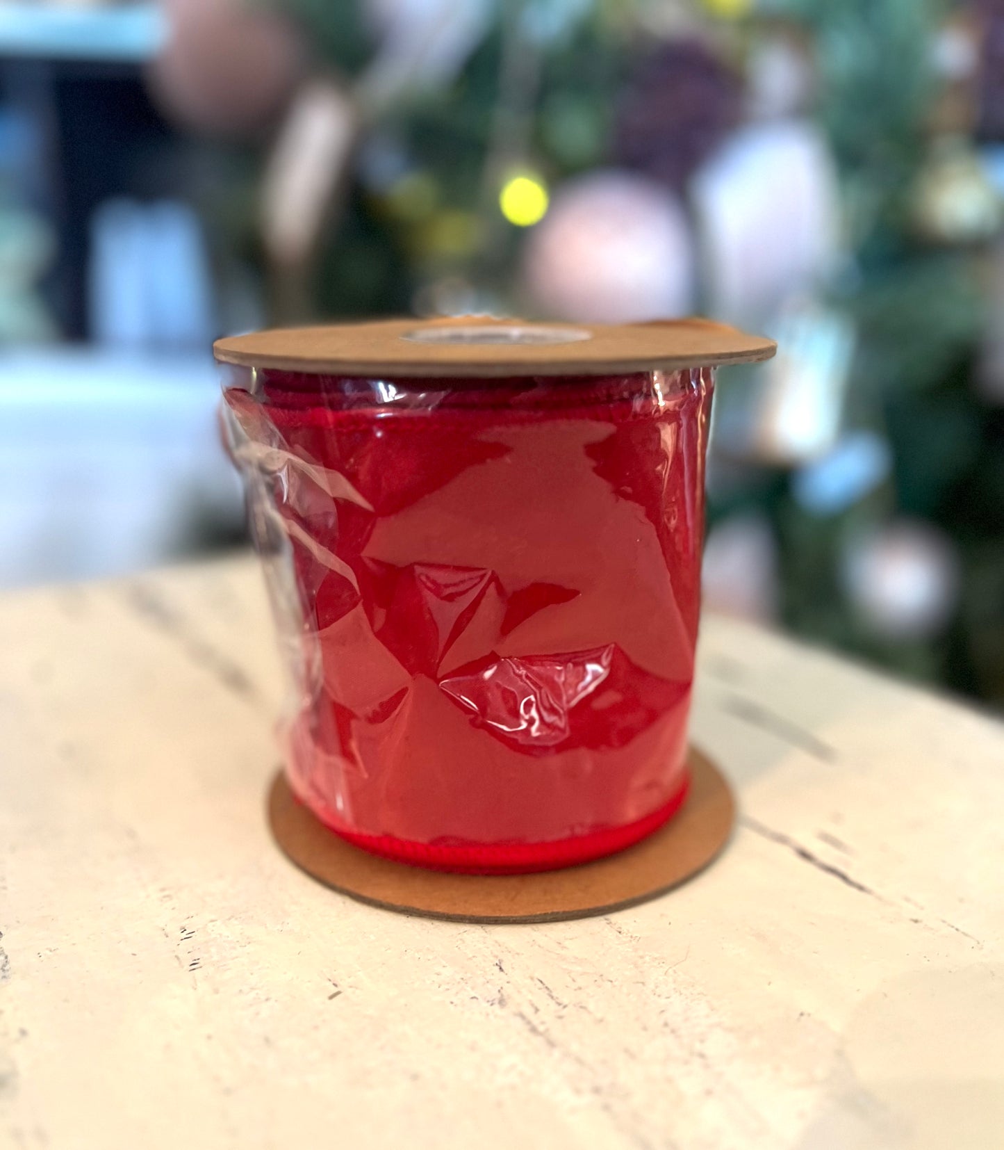 4" Red Wired Dupioni Ribbon 10 Yard Roll