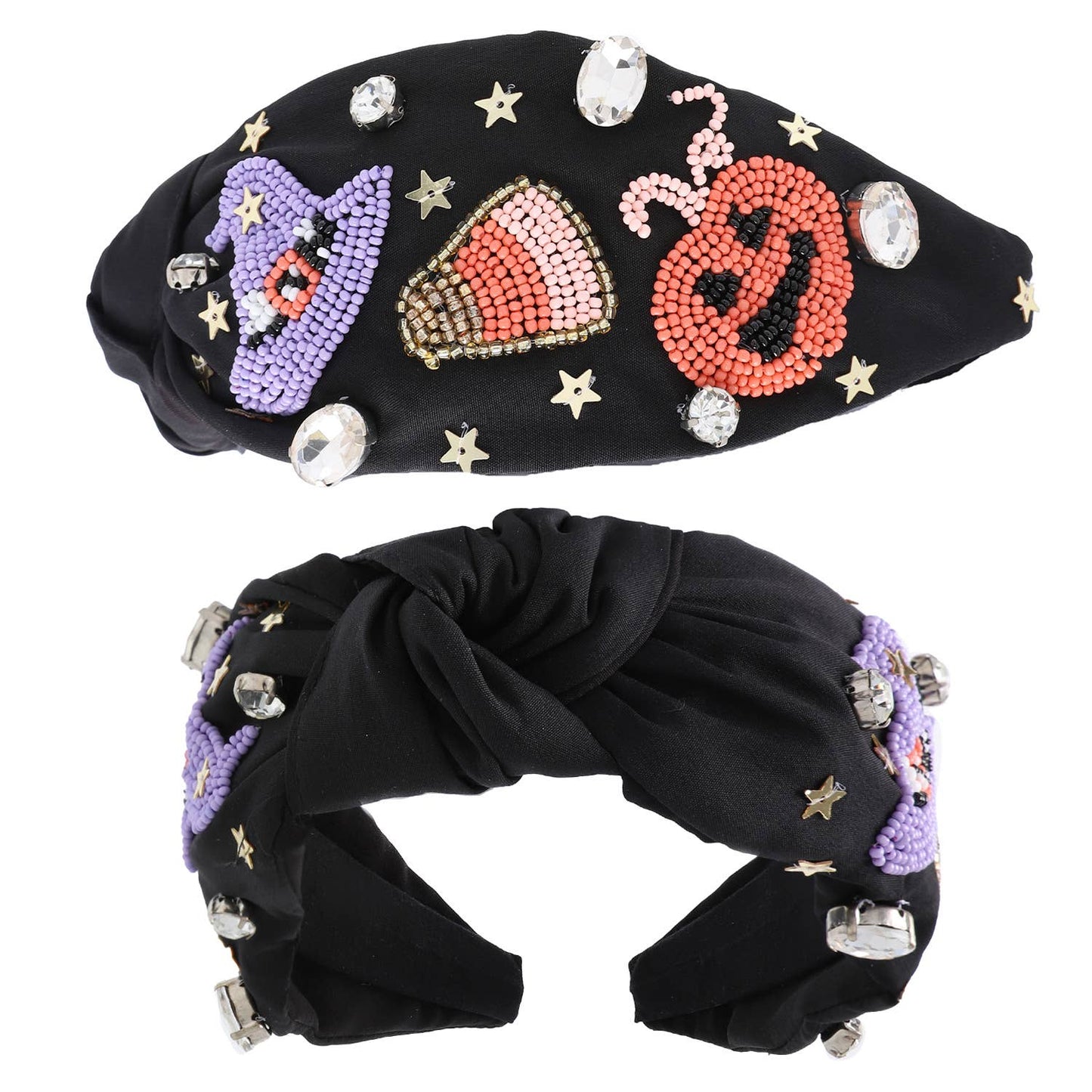 Halloween Themed Jack O Lantern Knotted Headband: Pink