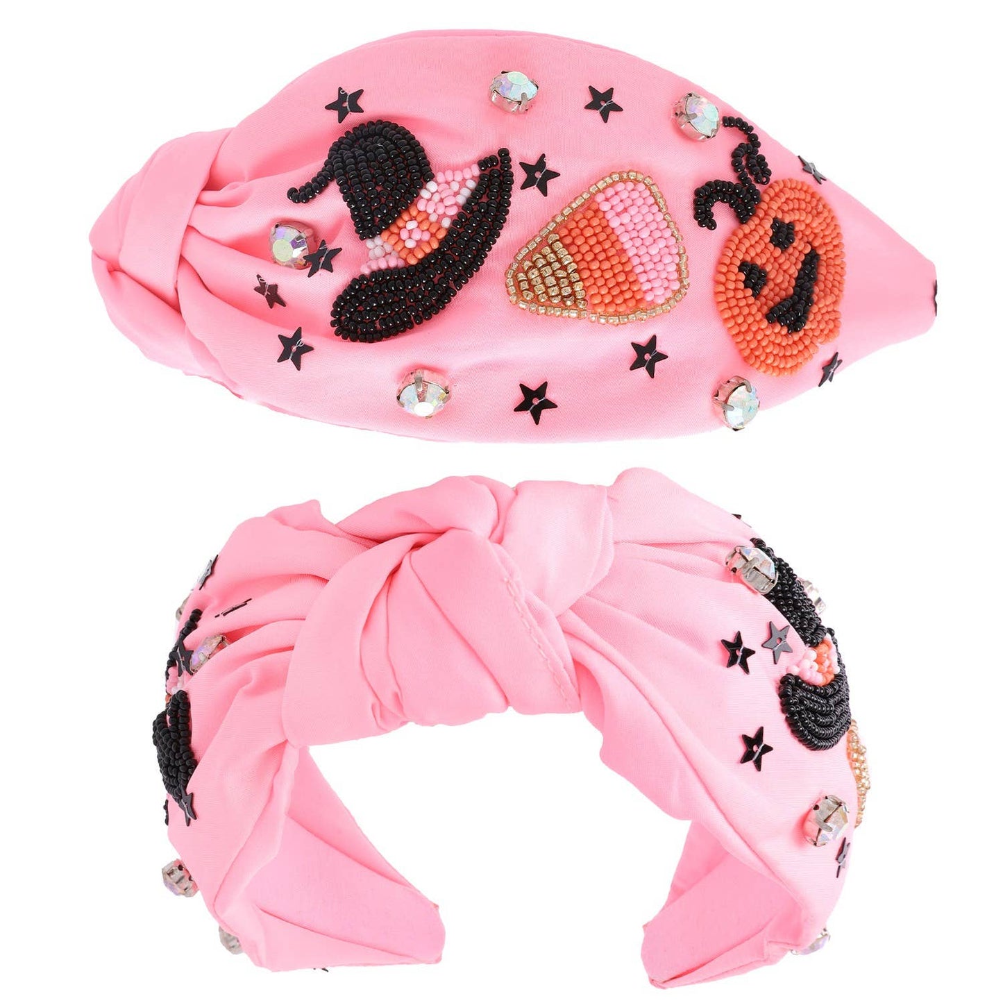 Halloween Themed Jack O Lantern Knotted Headband: Black