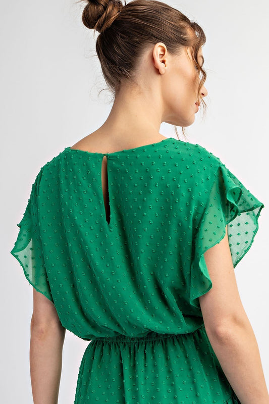 FINAL SALE Tufted Dot Ruffle Mini Dress