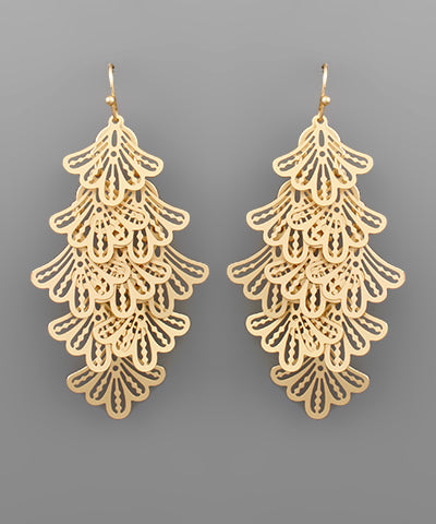 Poppie Filigree Leaf Layered Earrings