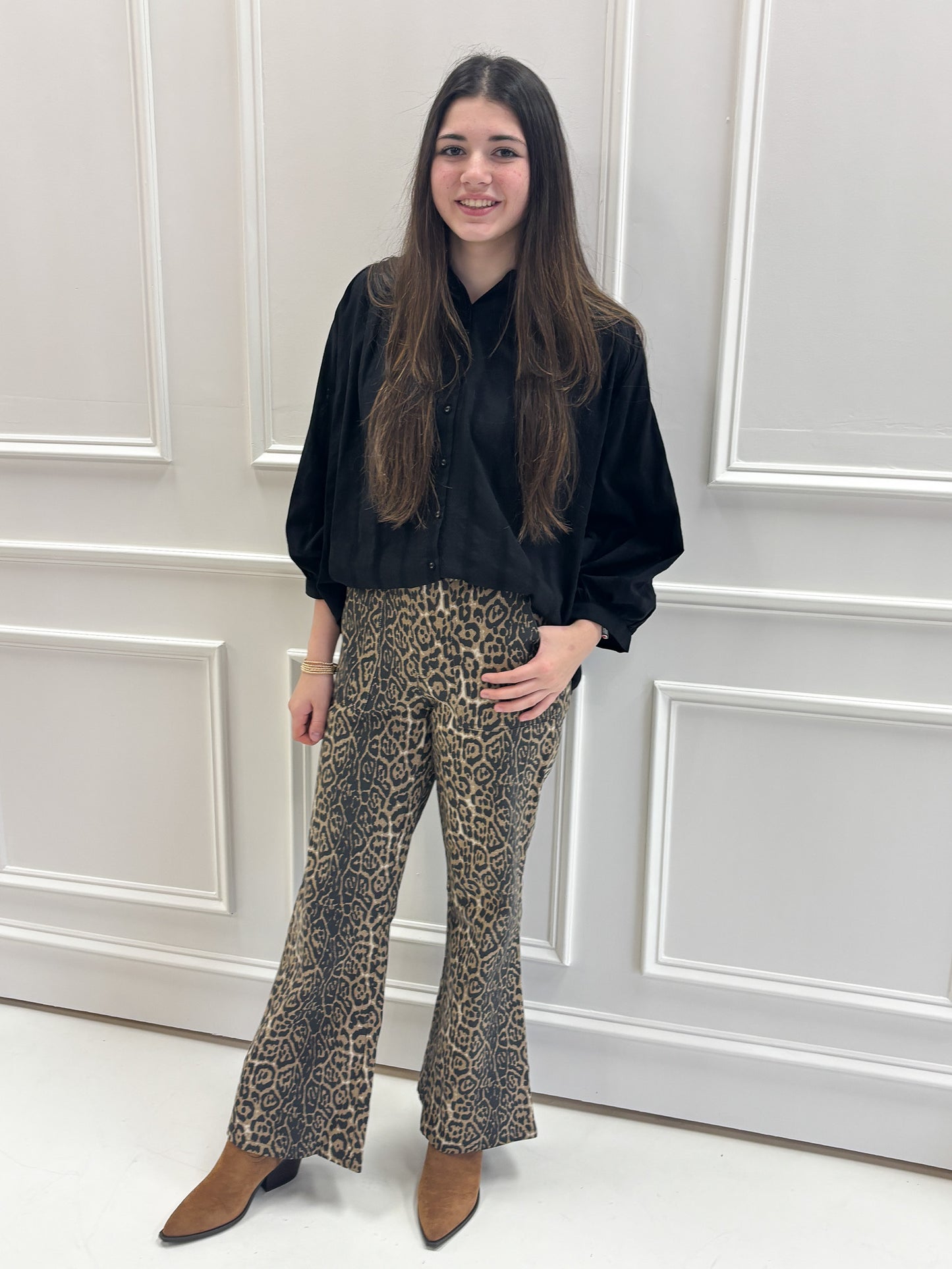 Leopard Luxe Flares Denim Jeans