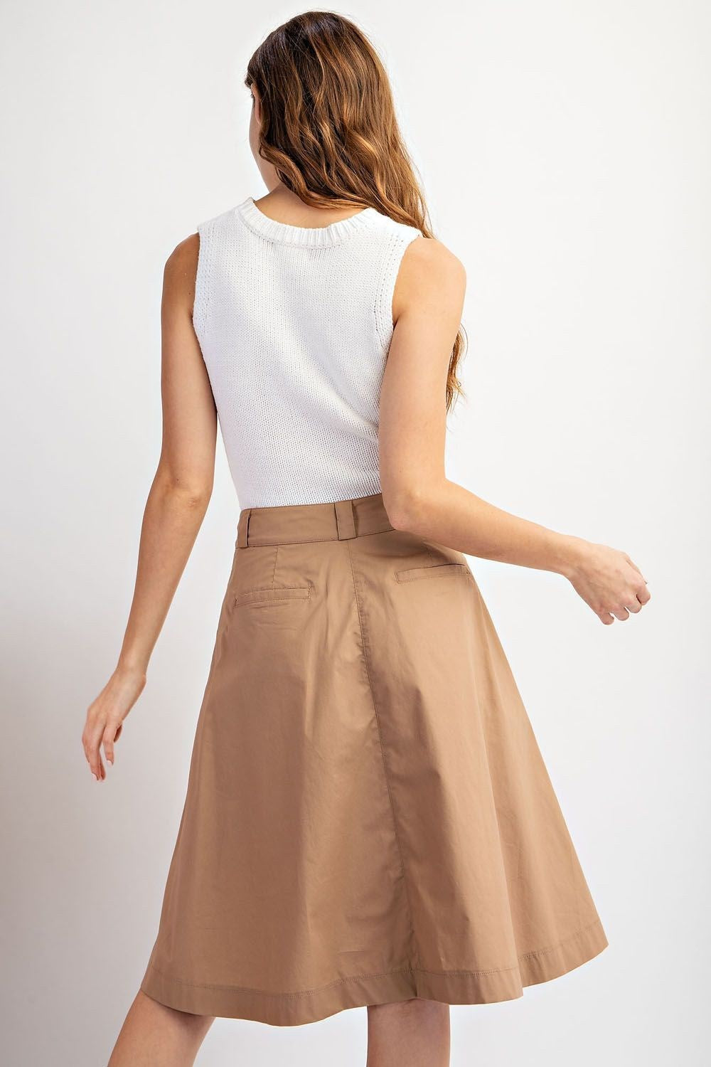FINAL SALE Solid A Line Midi Skirt