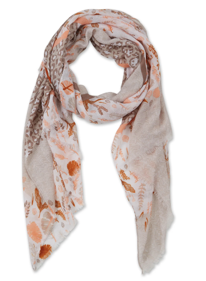 Beige Floral Leopard Scarf