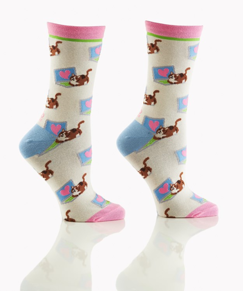 Women's Crew Socks Cat Laptop