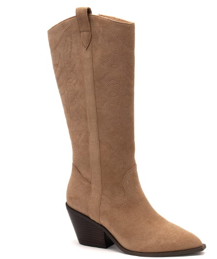 FINAL SALE Camel Suede Tall Howdy Corkys Boot