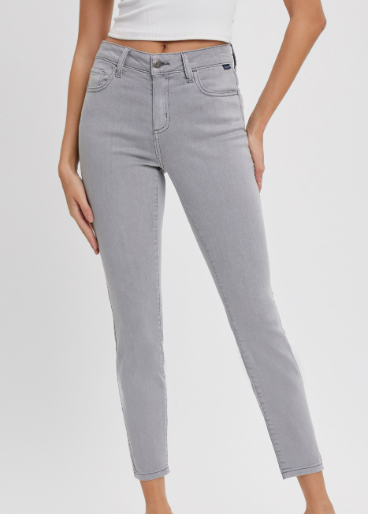 Gray Mid Rise Crop Skinnies  by Cello Jeans
