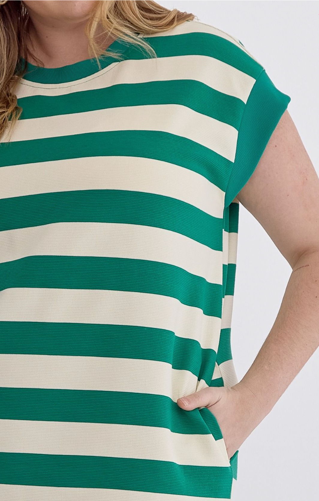 Curvy Tell Your Story Stripe Sleeveless Mini Dress