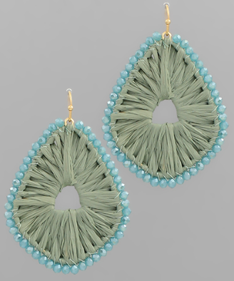 Teagan Wrapped Raffia Beaded Earrings - Shoppe3130