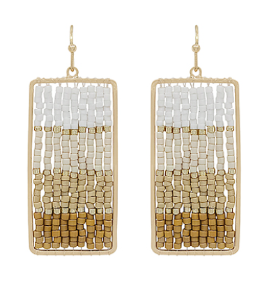 Seed Bead Rectangle Earrings