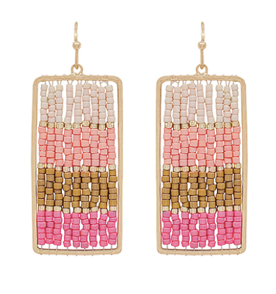 Seed Bead Rectangle Earrings