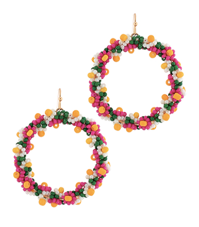 Flower Child Seed Bead Earring Hoops