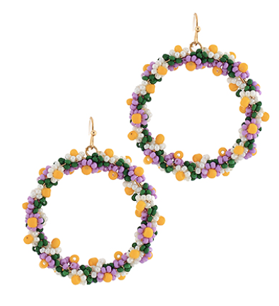 Flower Child Seed Bead Earring Hoops