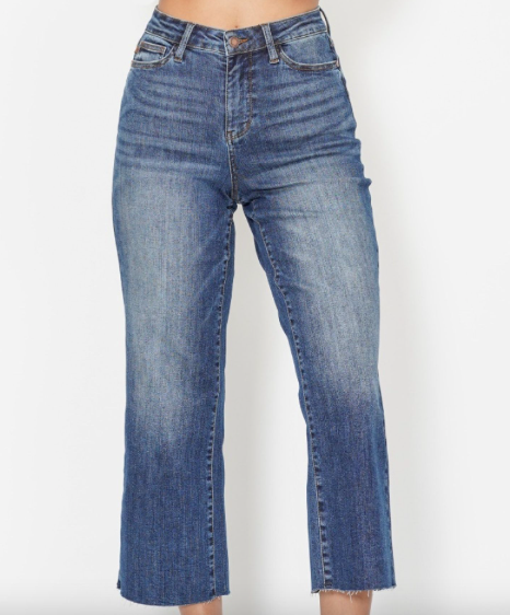 Judy Blue Cropped Raw Hem Denim Jeans