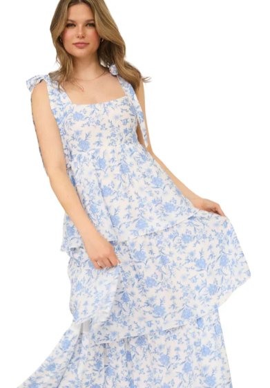 FINAL SALE Blue Flower Shower Dress