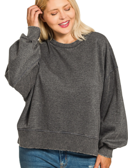 Acid Wash Oversized Pull Over