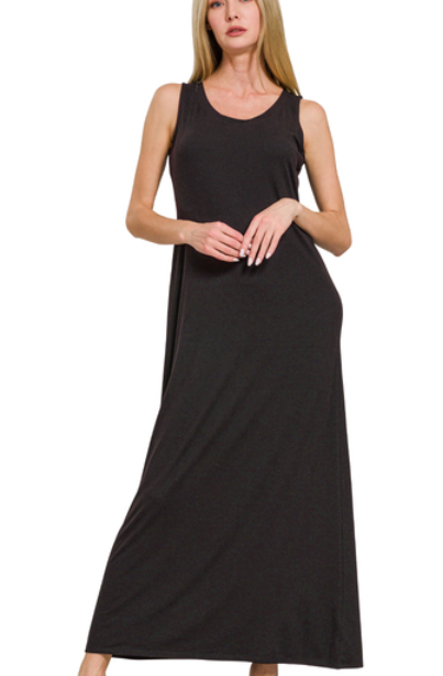 Black Brushed Tank Maxi Dress