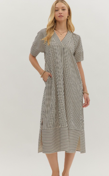 Maybe Tomorrow Striped Midi Dress