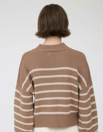 Steady On Striped Sweater in Cocoa