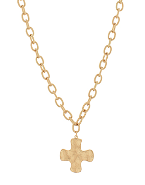 Hammered Cross Necklace - Shoppe3130