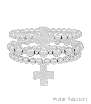 Water Resistant Cross Bead Bracelet
