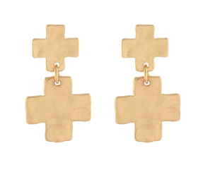 Double Cross Dangle Earrings