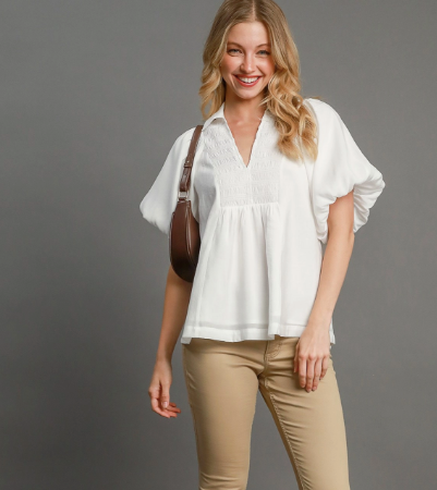 Sadie Grace Off White Top in Curvy