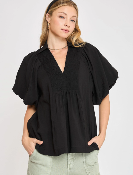 Sadie Grace Off White Top in Black