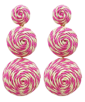 Charlie Raffia Triple Round Drop Earrings