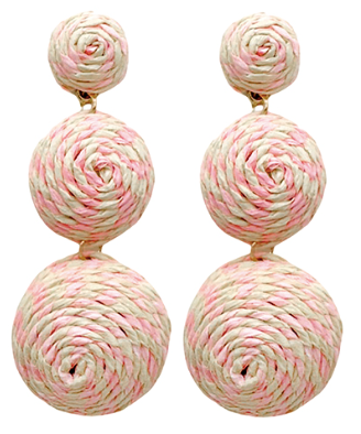 Charlie Raffia Triple Round Drop Earrings