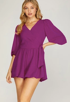 Kayes Puff Sleeve Bubble Hem Woven Romper