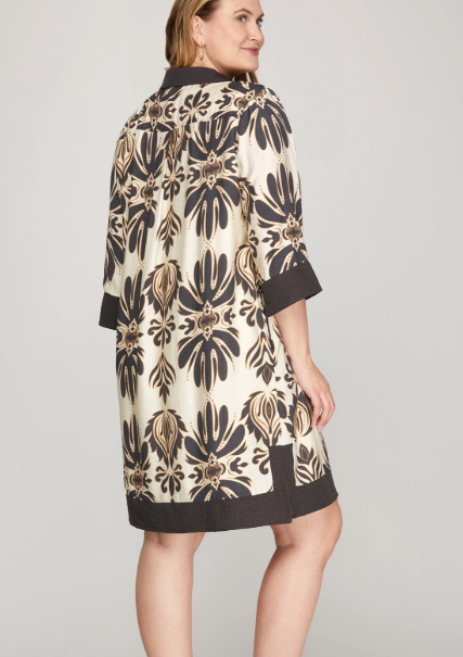 Midnight Bloom Mini Dress With Pockets in Curvy