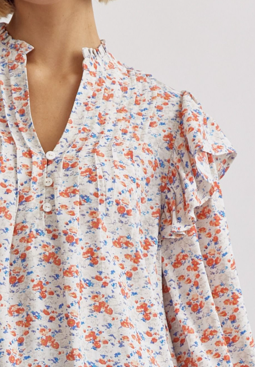 From Here On Out Floral V Neck Top
