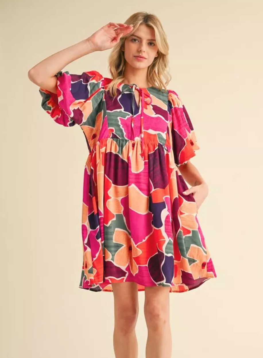 Abstract Ideas Mini Dress in Orange - Shoppe3130