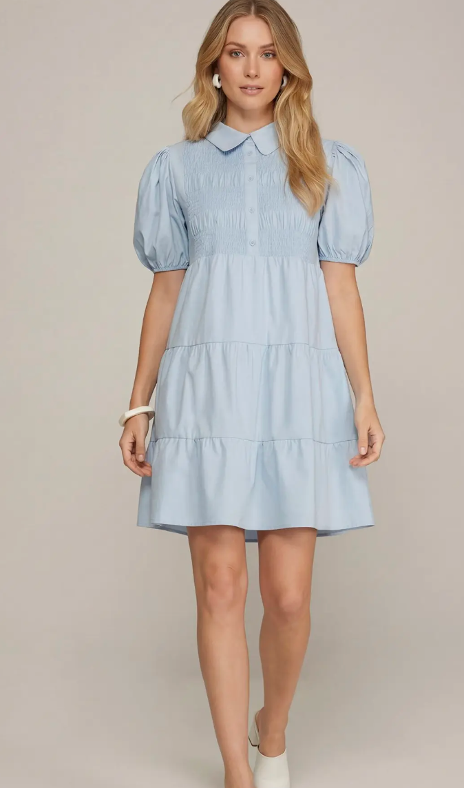 By The Bay Blue Tied Mini Dress - Shoppe3130