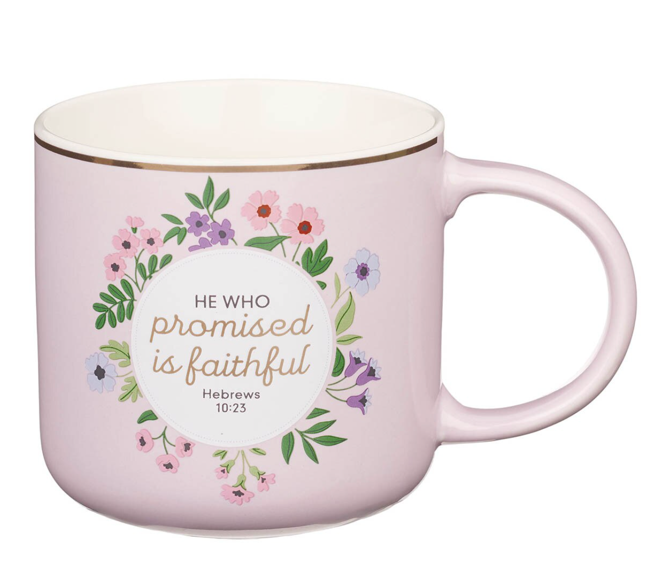 Faithful Promise Pink Floral Ceramic Coffee Mug - Hebrews 10:23