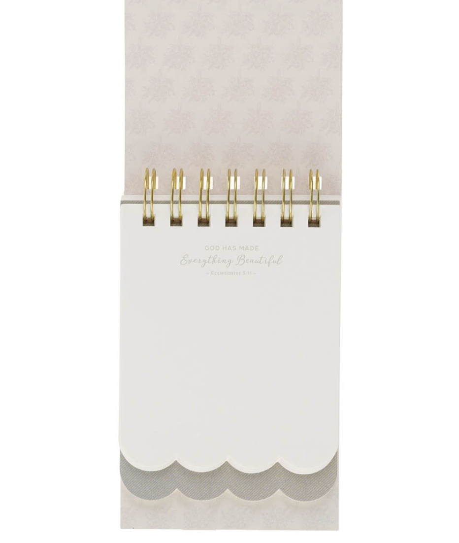 Everything Beautiful Blush Taupe Floral Tiered Spiral Notepad - Ecclesiastes 3:11