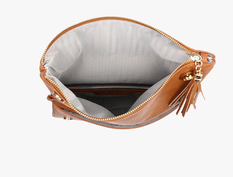 Isadora Dist. Whipstitch Crossbody w/ Tassel Zip