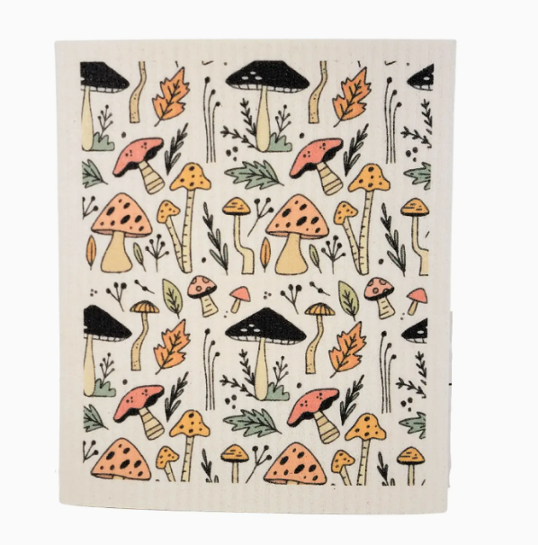 Mushroom Garden Swedish Dishcloth
