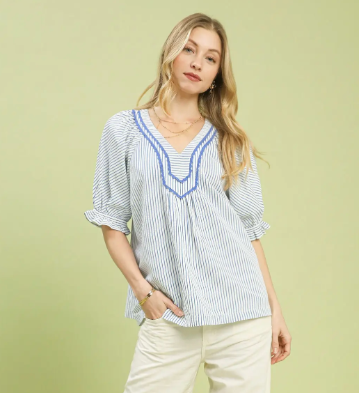 Stealing the Show with Blue Stripes Top
