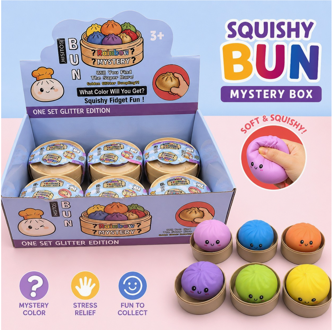 Dumpling Squishy Fidget Toy Bun Sensory Stress Relief