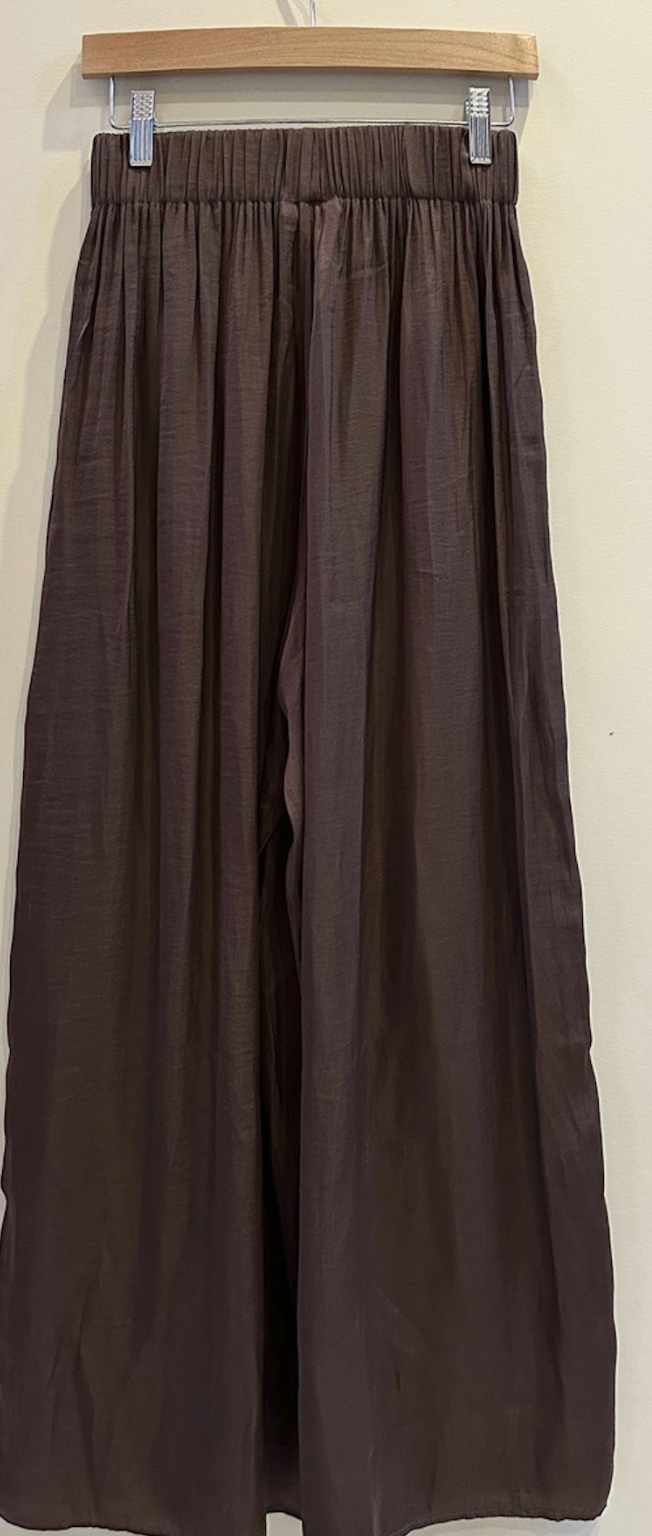 Textured Satin Wide Leg Palazzo Pants