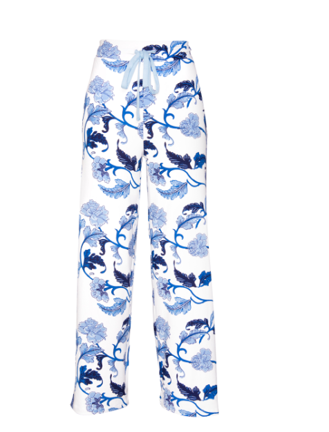 Super Soft Blue Acanthus Leaf Amanda Blu Pajama Set