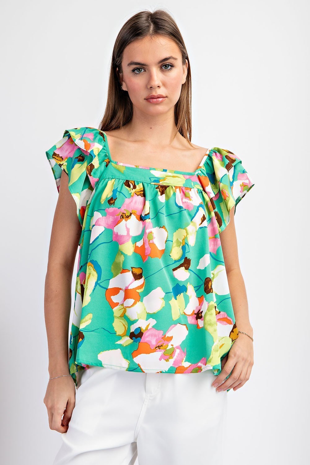 FINAL SALE Sara Leigh Floral Ruffle Top