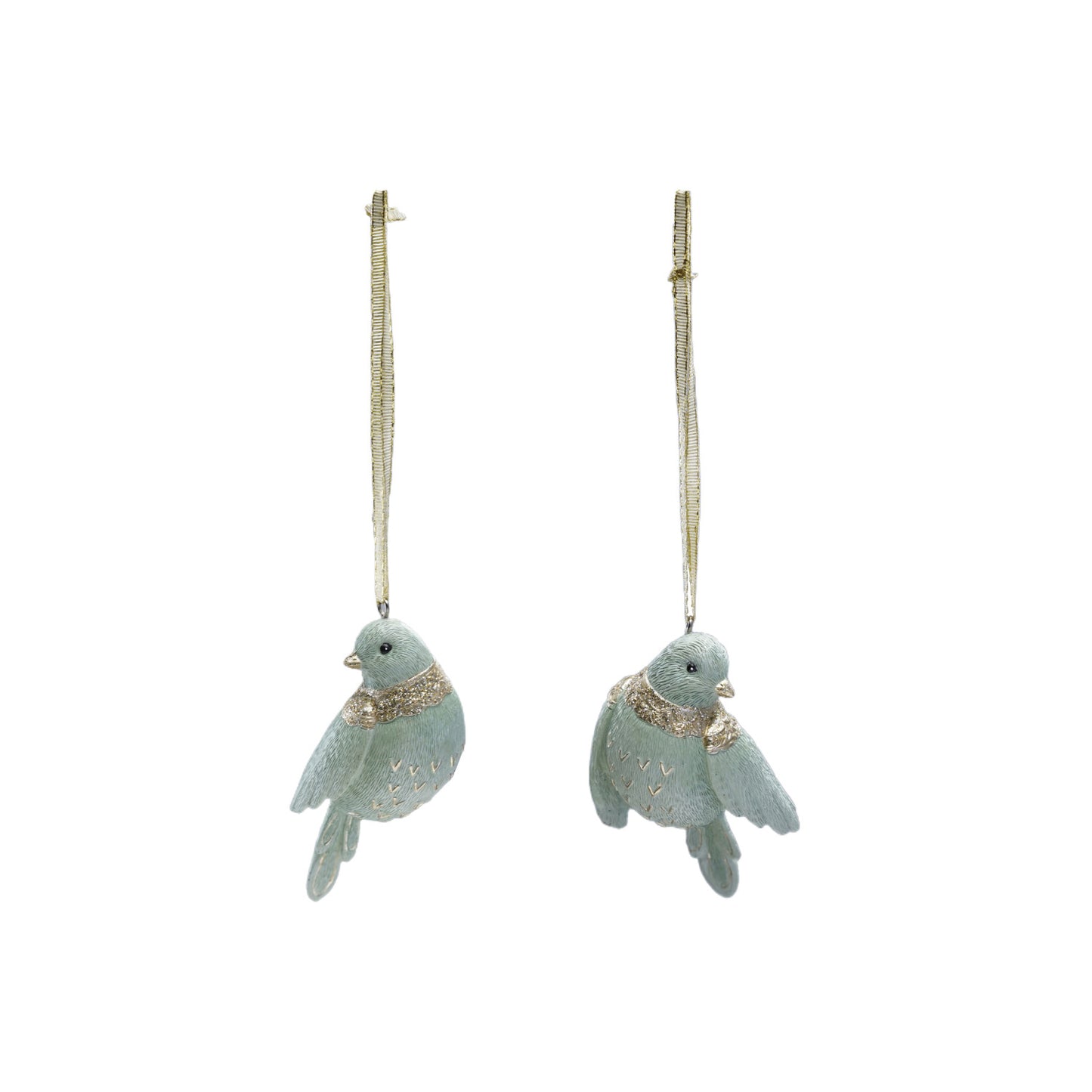 Resin Bird Ornament with Glitter, Gold Finish