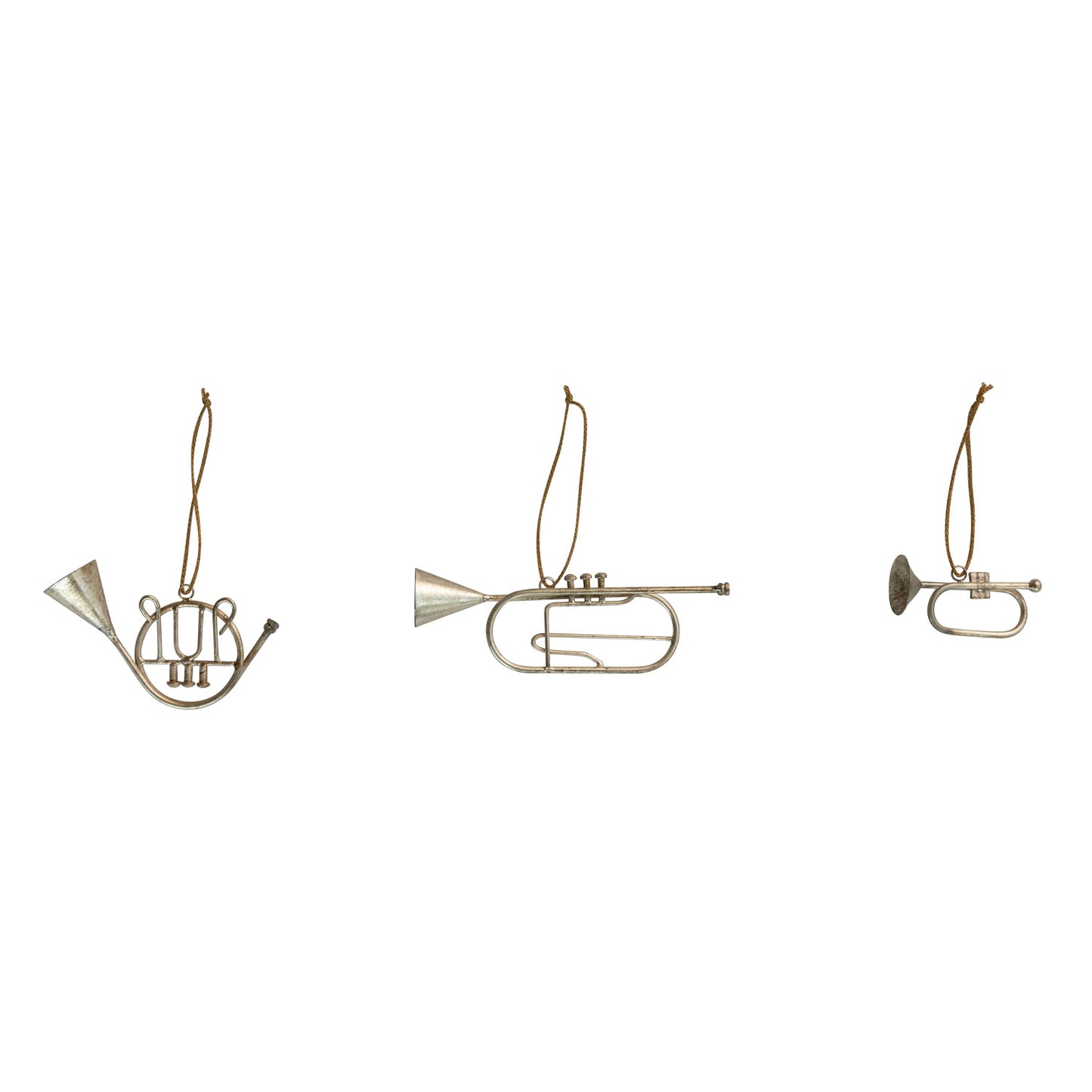 Metal Musical Instrument Ornament, Antique Silver Finish