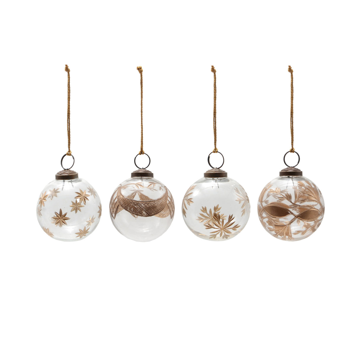 Hand-Painted Etched Glass Ball Ornament with Designs - Shoppe3130