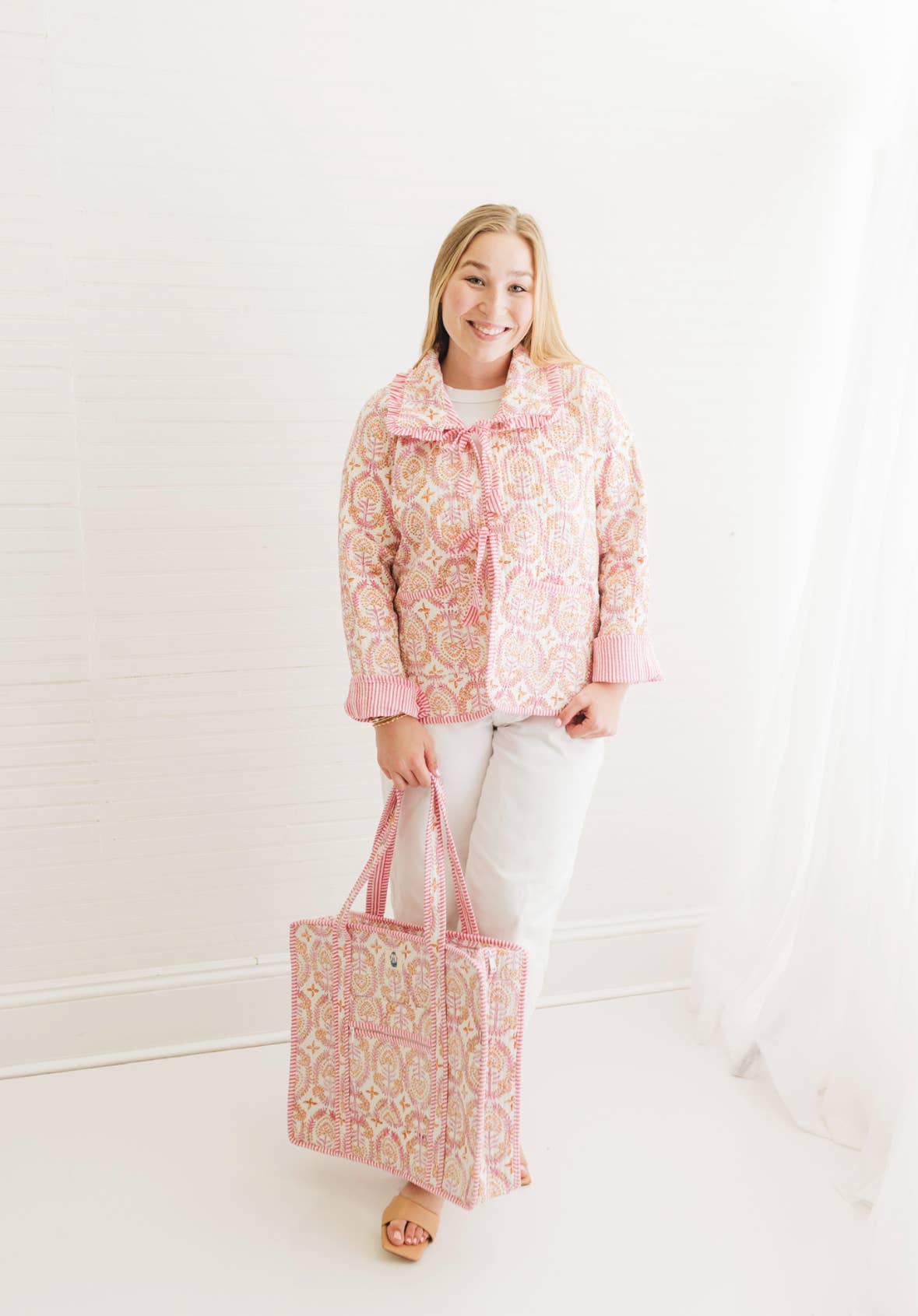 Dahlia Large Quilted Zipper Tote Bag