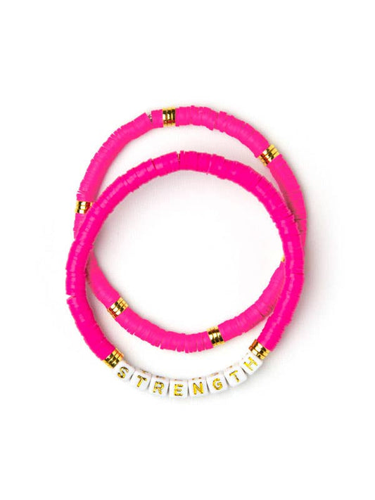 Pink Strength Stretch Bracelet Set