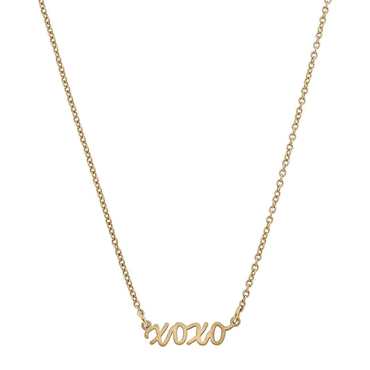 Julia XOXO Delicate Chain Necklace in Worn Gold